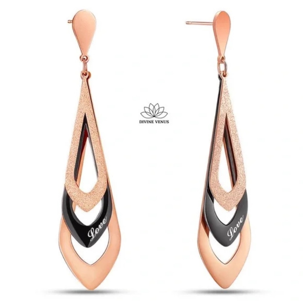 Elegant Teardrop Earrings | Rose Gold Plated Titanium Steel